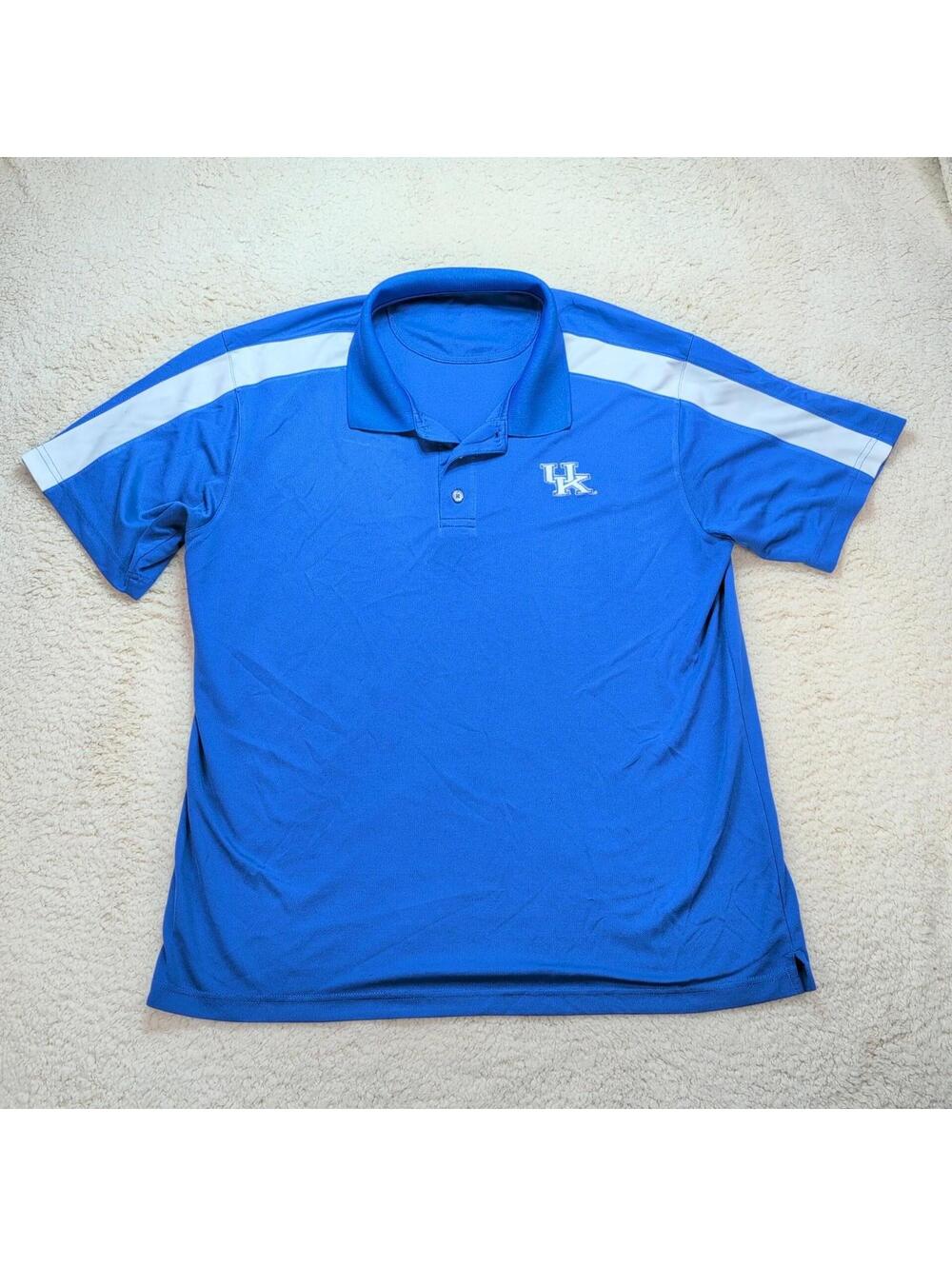 Kentucky Wildcats Polo Shirt XL Blue White Stripes NCAA Team Logo